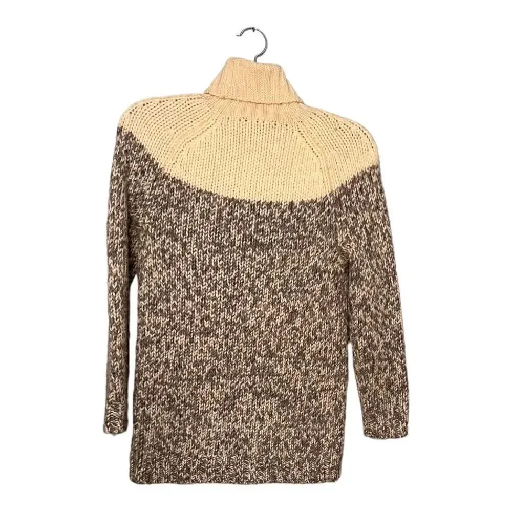 J. Crew colorblock cozy turtleneck sweater, cream & heather women’s size xxs